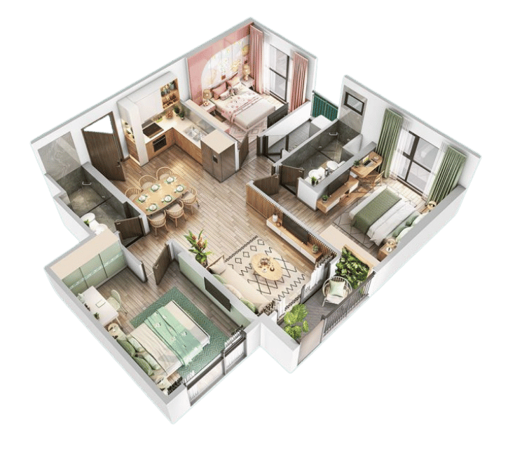 căn hộ 3 phòng ngủ dự án căn hộ the nest midori park