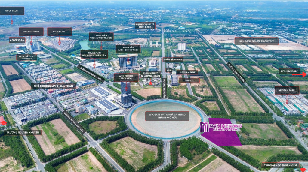 vị trí dự án Nam Mekong Grand Plaza tại vòng xoay WTC Bình Dương